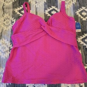 Lands' End Vibrant Pink Tankini Top Swimwear